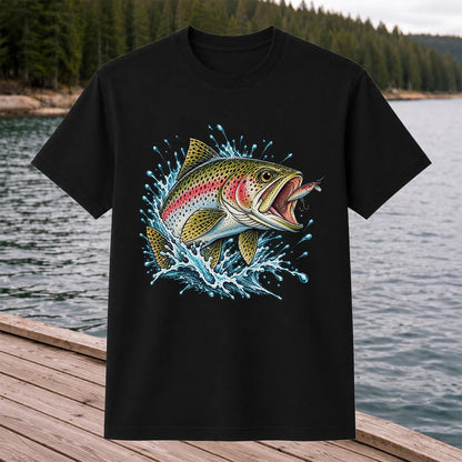 Rainbow Trout Striking a Fishing Lure Graphic T-Shirt