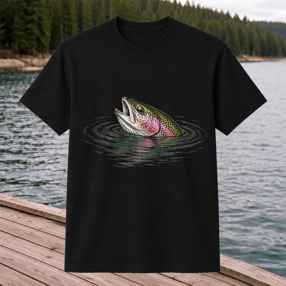 Rainbow Trout Fishing T-Shirt, Fly Fishing Tee for Anglers