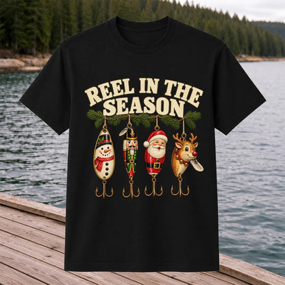 Reel in the Season Christmas Fishing Lures Graphic T-Shirt