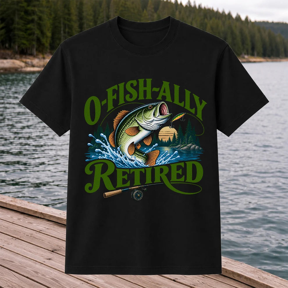 I Fish All Retired Funny Bass Fishing Graphic T-Shirt