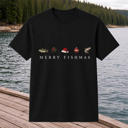 Christmas Fish Icons Fishing Graphic T-Shirt
