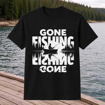 Gone Fishing Lake Adventure Angler Graphic T-Shirt