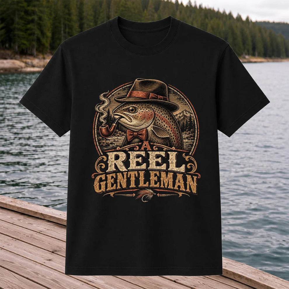 A Reel Gentleman Trout Fishing Vintage Graphic T-Shirt