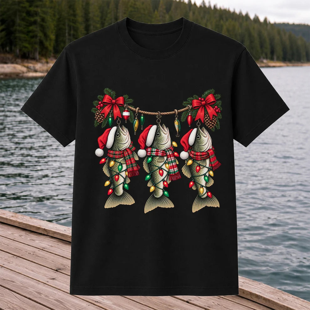 Christmas Fish Ornament Fishing Graphic T-Shirt