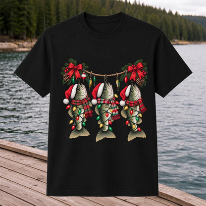 Christmas Fish Ornament Fishing Graphic T-Shirt