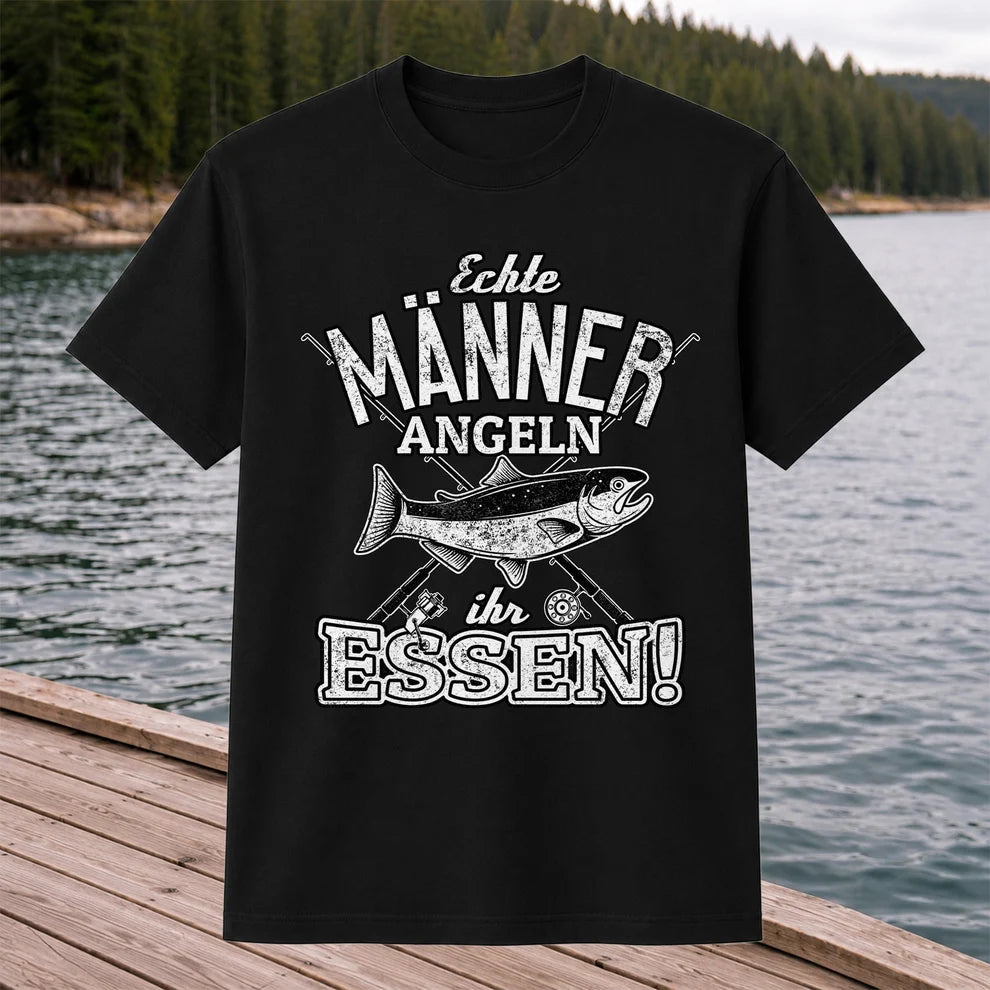 Echte Männer Angeln Ihr Essen Funny Fishing T-Shirt
