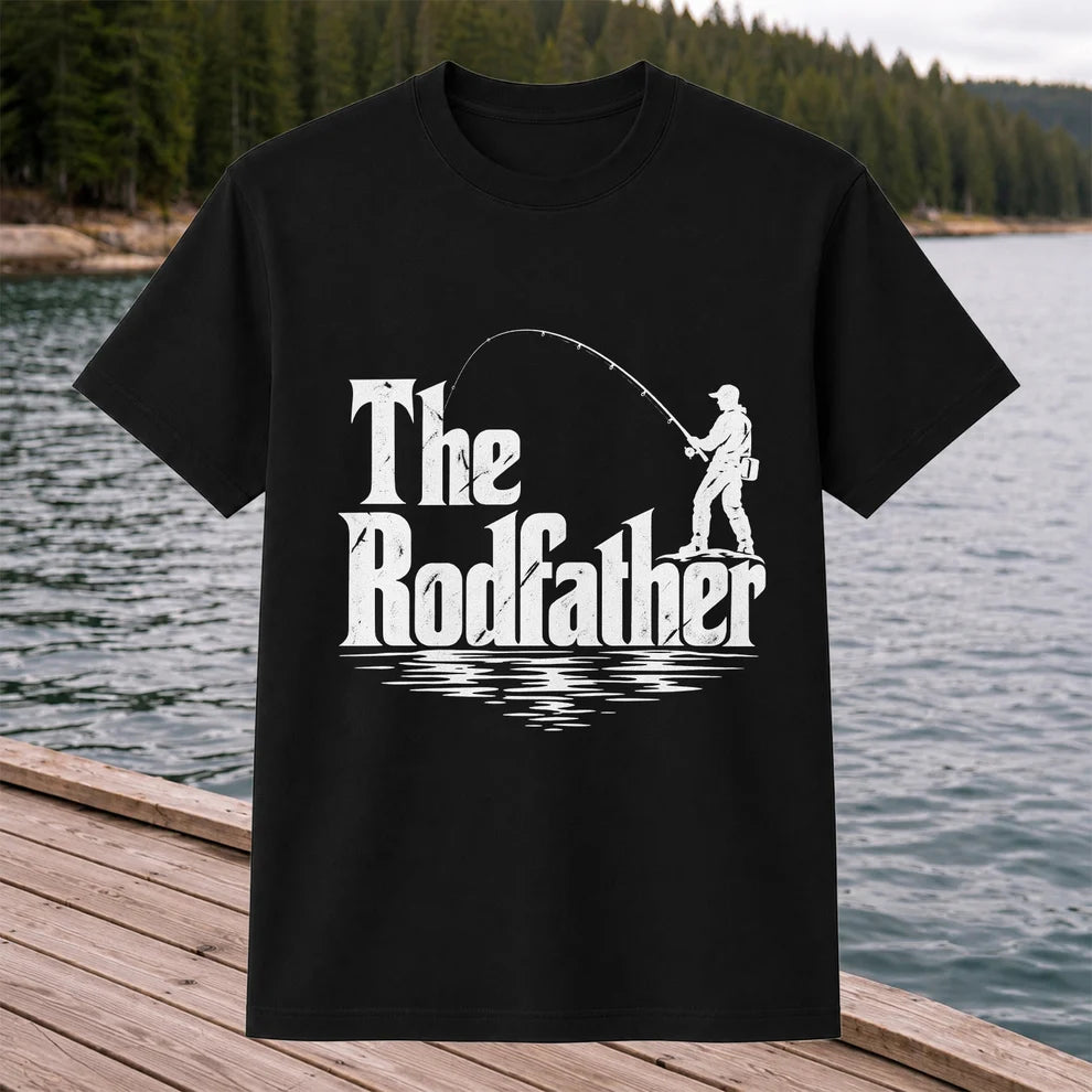 The Rodfather Funny Fishing Graphic T-Shirt