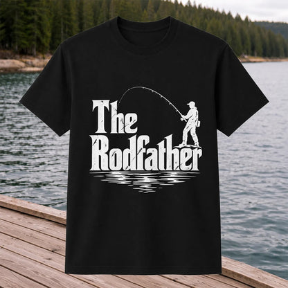 The Rodfather Funny Fishing Graphic T-Shirt
