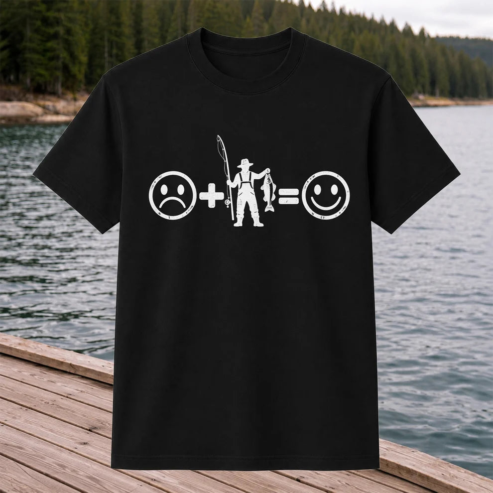 Fishing Turns Sad Face Into Happy Face Graphic T-Shirt