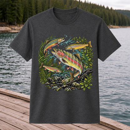 Rainbow and Brown Trout Underwater Fishing Graphic T-Shirt