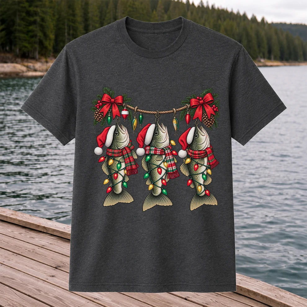 Christmas Fish Ornament Fishing Graphic T-Shirt