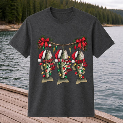 Christmas Fish Ornament Fishing Graphic T-Shirt