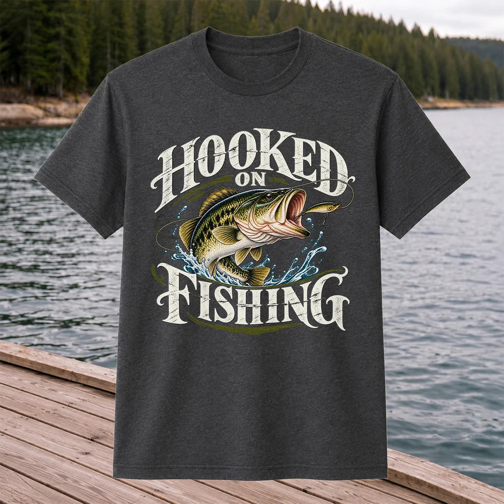 Hooked on Fishing Largemouth Bass Graphic T-Shirt