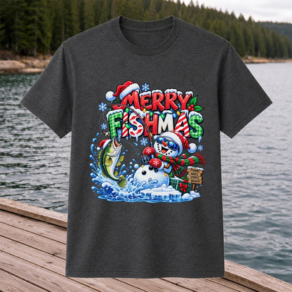 Merry Fishmas Christmas Fishing Graphic T-Shirt