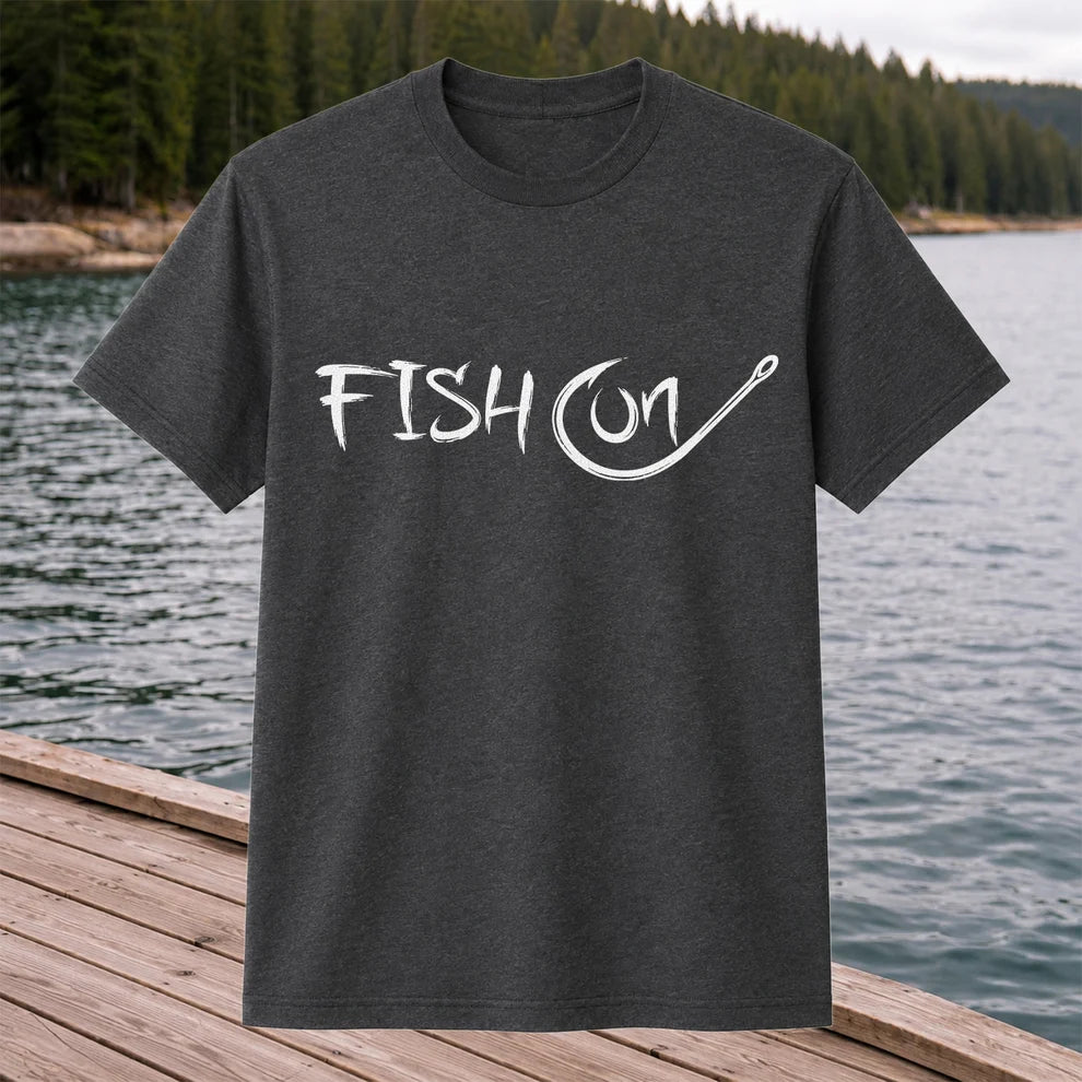 Fish On Fishing Hook Minimalist Graphic T-Shirt