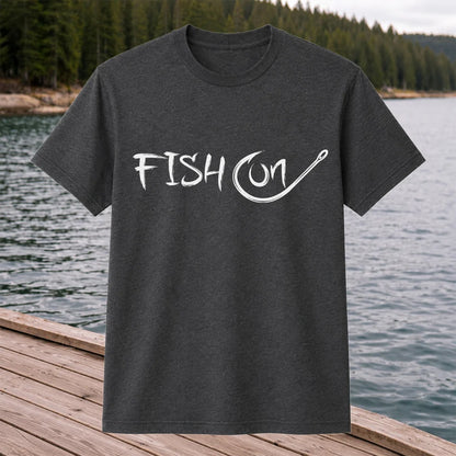 Fish On Fishing Hook Minimalist Graphic T-Shirt