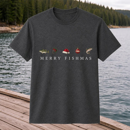 Christmas Fish Icons Fishing Graphic T-Shirt