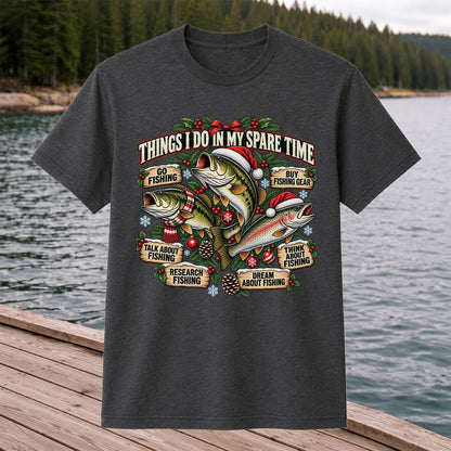 Things I Do in My Spare Time Christmas Bass and Trout Fishing T-Shirt