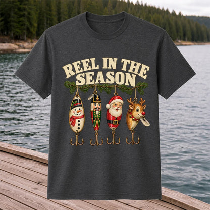 Reel in the Season Christmas Fishing Lures Graphic T-Shirt