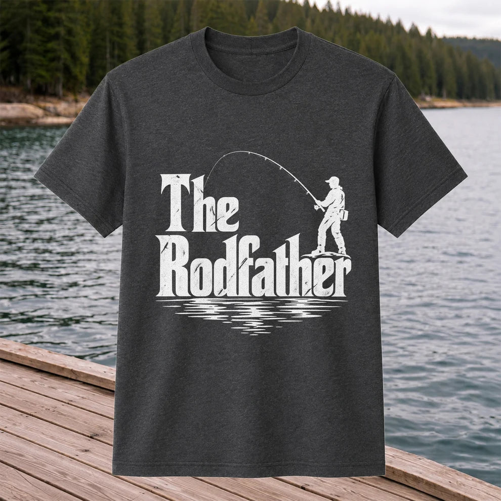 The Rodfather Funny Fishing Graphic T-Shirt