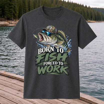Born to Fish Forced to Work Bass Graphic T-Shirt