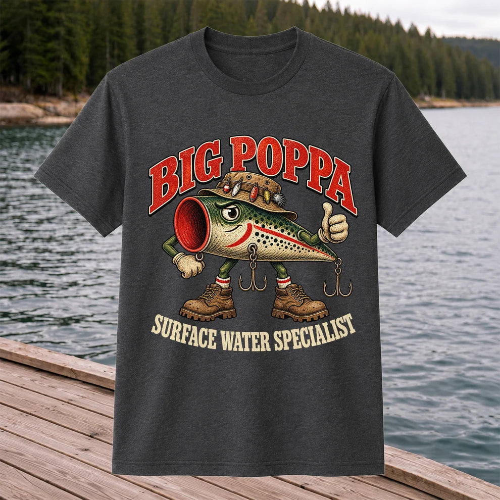 Big Poppa Surface Water Specialist Fishing Lure Graphic T-Shirt