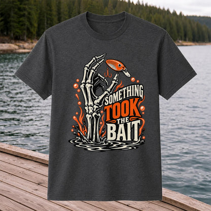 Skeleton Took the Bait Fishing Lure Gothic Graphic T-Shirt