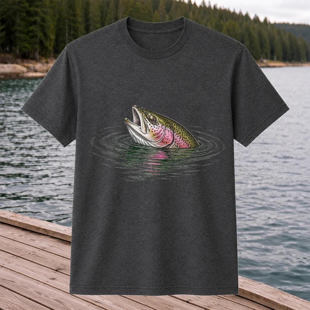 Rainbow Trout Fishing T-Shirt, Fly Fishing Tee for Anglers