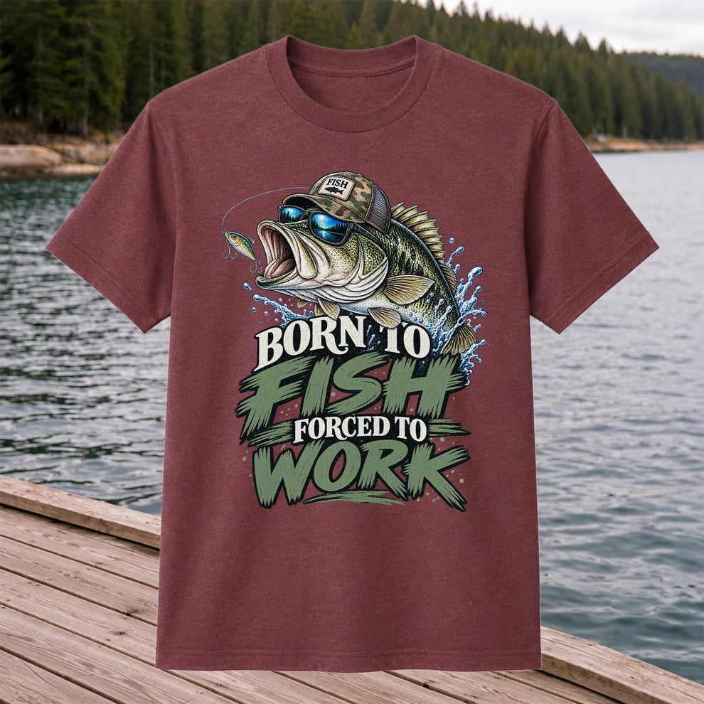 Born to Fish Forced to Work Bass Graphic T-Shirt