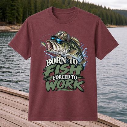 Born to Fish Forced to Work Bass Graphic T-Shirt