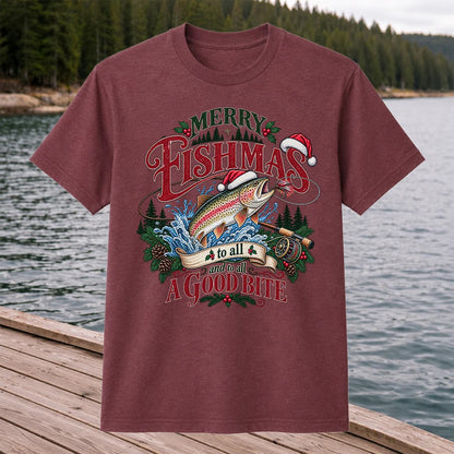 Merry Fishmas to All and to All a Good Bite Rainbow Trout T-Shirt
