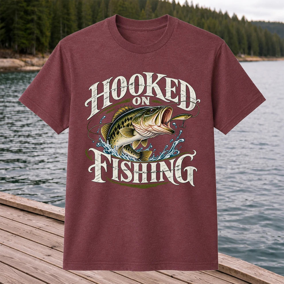 Hooked on Fishing Largemouth Bass Graphic T-Shirt