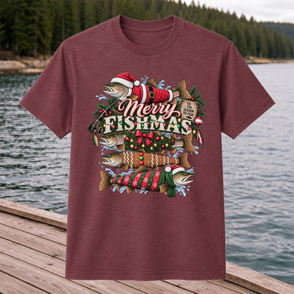 Merry Fishmas Tis the Season to Fish Christmas Trout T-Shirt