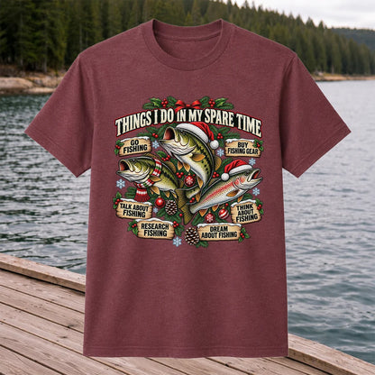 Things I Do in My Spare Time Christmas Bass and Trout Fishing T-Shirt