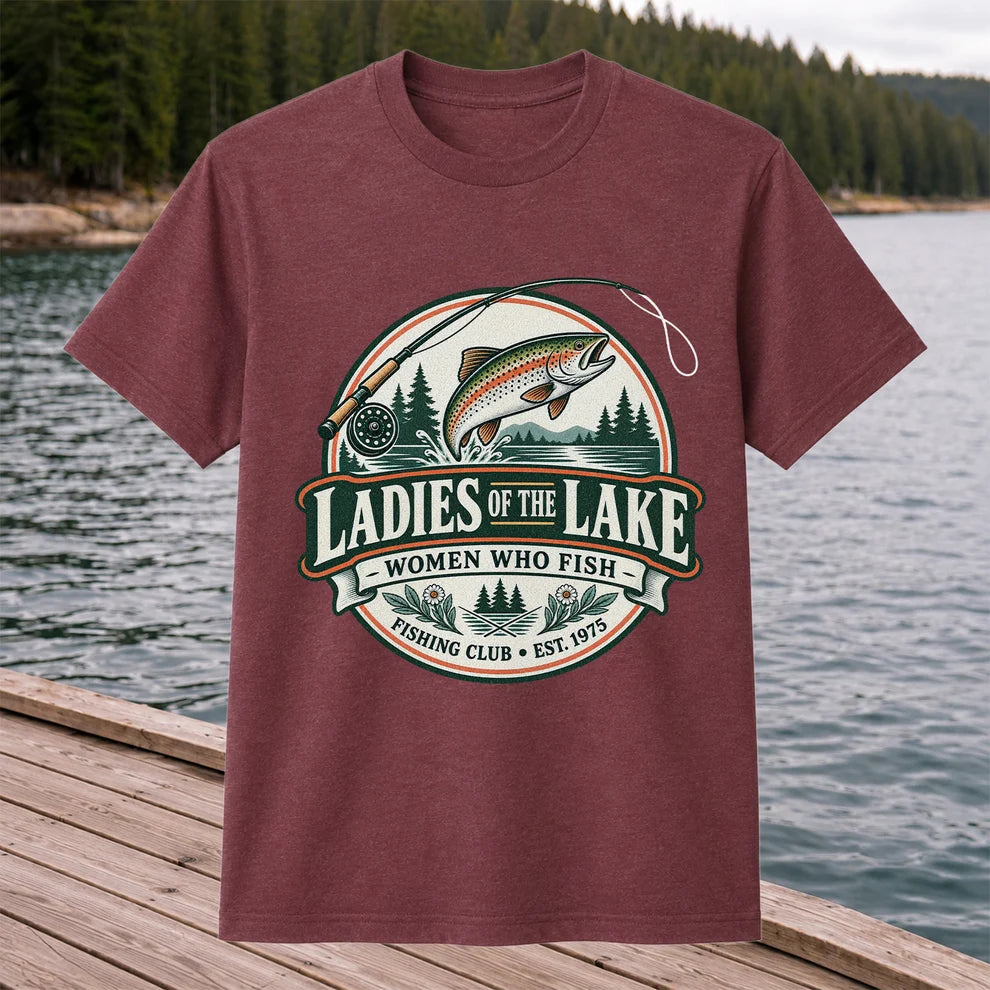 Ladies of the Lake Women Who Fish Rainbow Trout Fishing T-Shirt