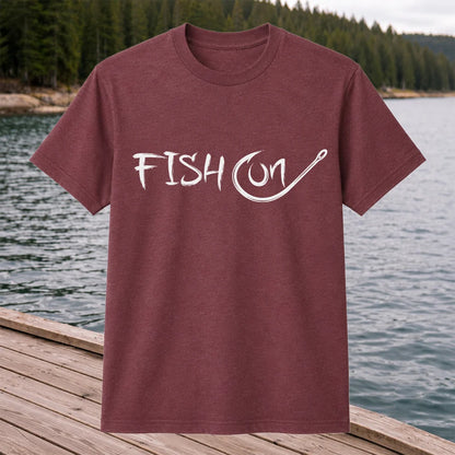 Fish On Fishing Hook Minimalist Graphic T-Shirt