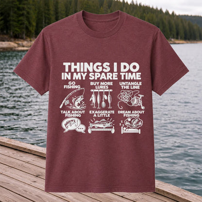 Things I Do in My Spare Time Funny Fishing Graphic T-Shirt