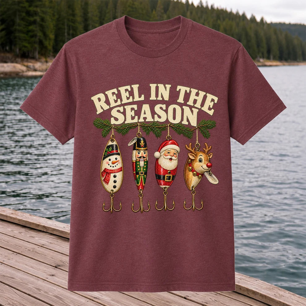 Reel in the Season Christmas Fishing Lures Graphic T-Shirt