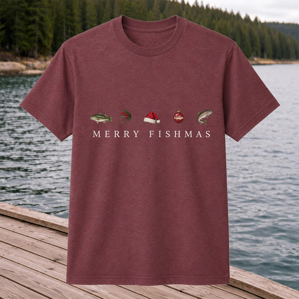 Christmas Fish Icons Fishing Graphic T-Shirt