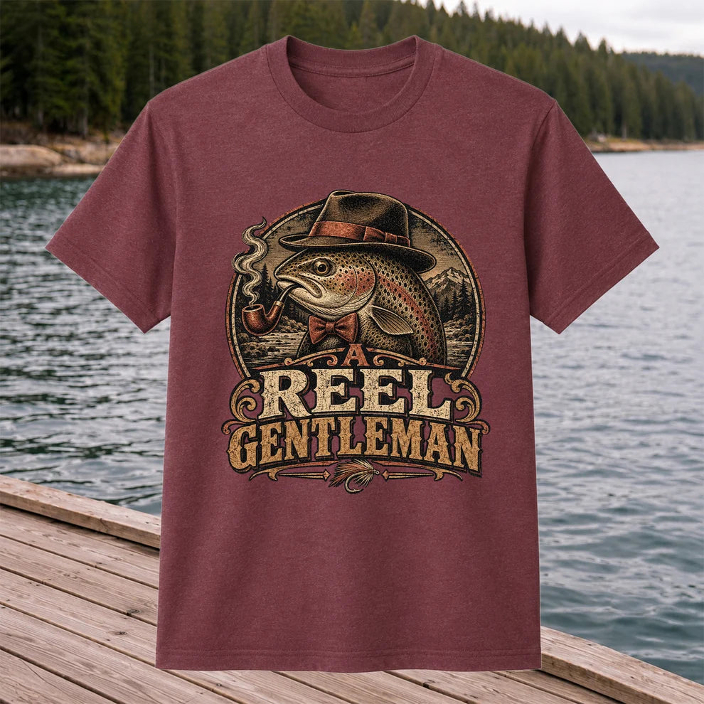 A Reel Gentleman Trout Fishing Vintage Graphic T-Shirt