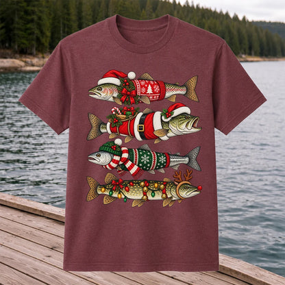 Christmas Fish Collection Festive Fishing Graphic T-Shirt