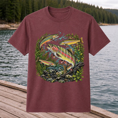 Rainbow and Brown Trout Underwater Fishing Graphic T-Shirt