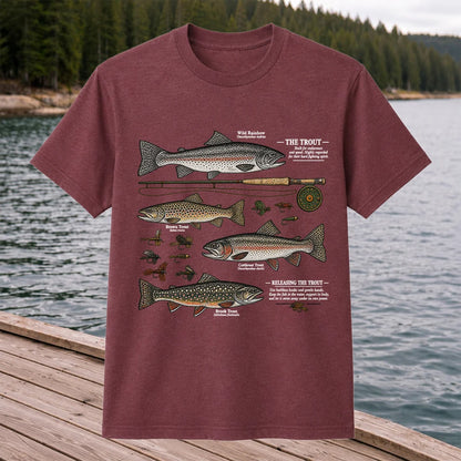 The Trout Species Chart Vintage Fly Fishing Graphic T-Shirt