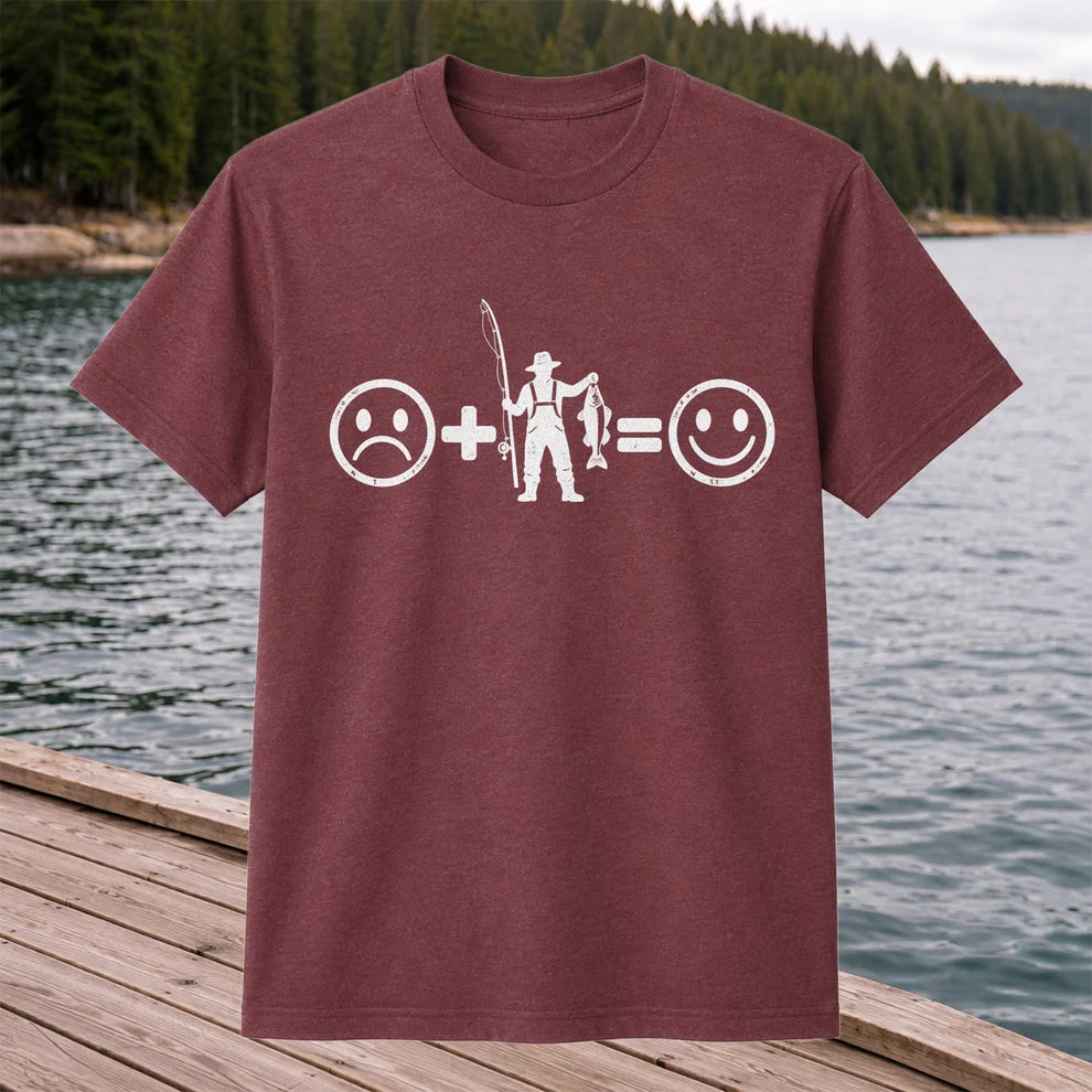Fishing Turns Sad Face Into Happy Face Graphic T-Shirt