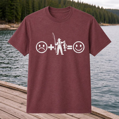 Fishing Turns Sad Face Into Happy Face Graphic T-Shirt