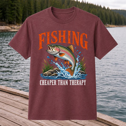 Fishing Cheaper Than Therapy Rainbow Trout Funny T-Shirt