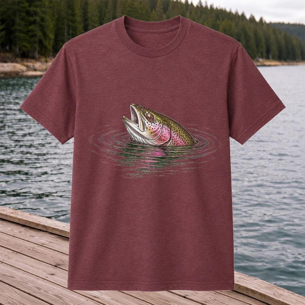 Rainbow Trout Fishing T-Shirt, Fly Fishing Tee for Anglers