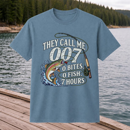 They Call Me 007 0 Bites 0 Fish 7 Hours Funny Trout Fishing T-Shirt
