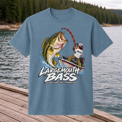 Largemouth Bass Fishing Boat Big Mouth Graphic T-Shirt