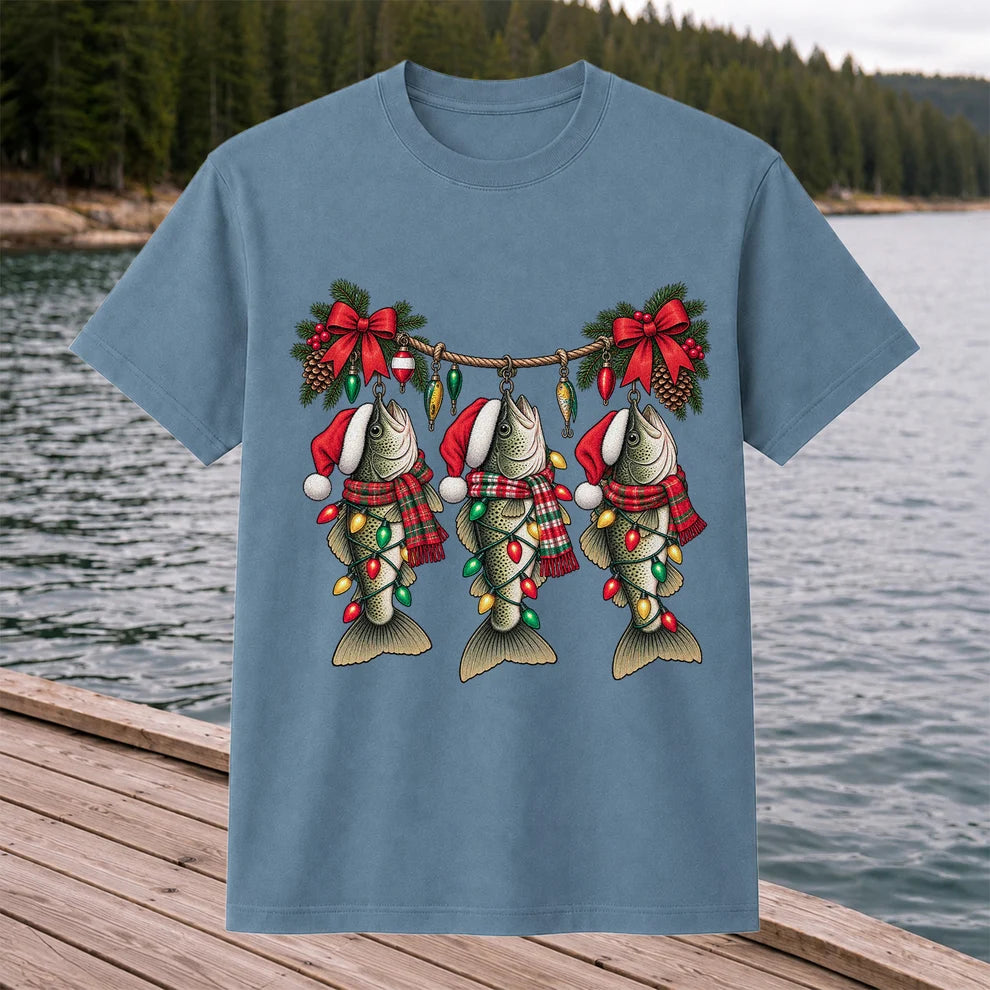 Christmas Fish Ornament Fishing Graphic T-Shirt